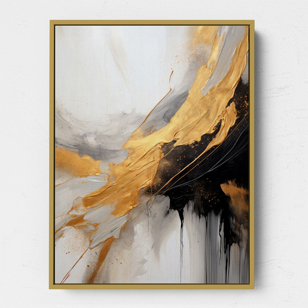 Strokes Black Gold Abstract 6 Wall Art
